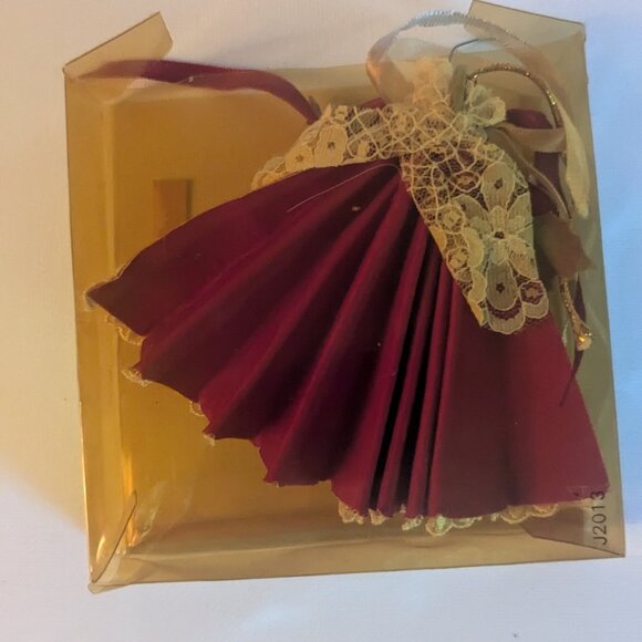 Vintage 1980's Ornament Kurt Adler Cranberry Fan Floral Christmas Tree Holiday - Picture 8 of 8